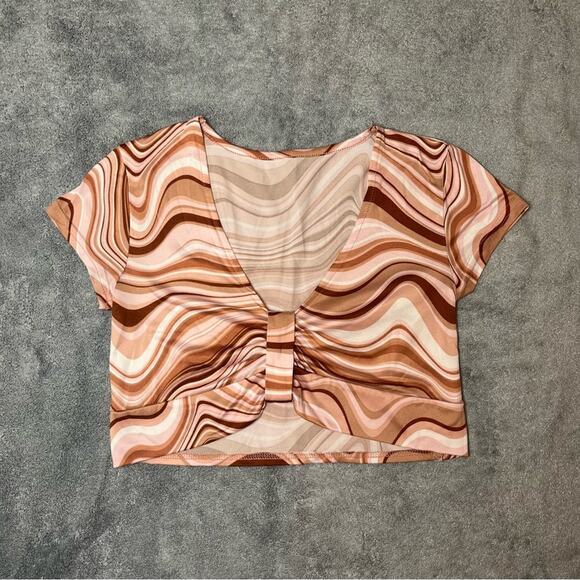 No Boundaries Marble Groovy 90s Basic Crop Top Rave Concert Event Size Small - Picture 8 of 13